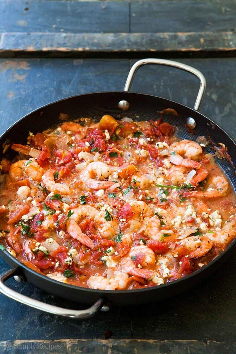 Блюда с морепродуктами с томатным