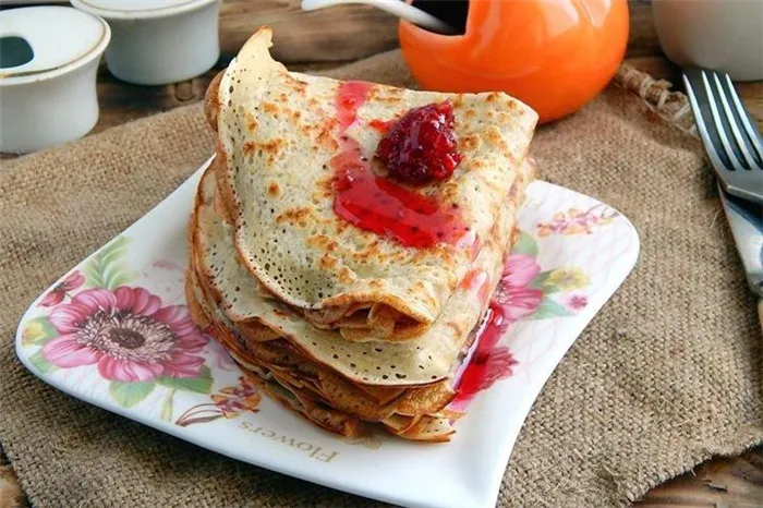 Блины с дырочками на молоке и воде