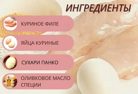 Ингредиенты для курицы в панировке