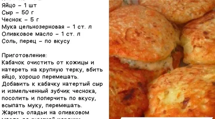 Оладьи из кабачков с рисовой мукой